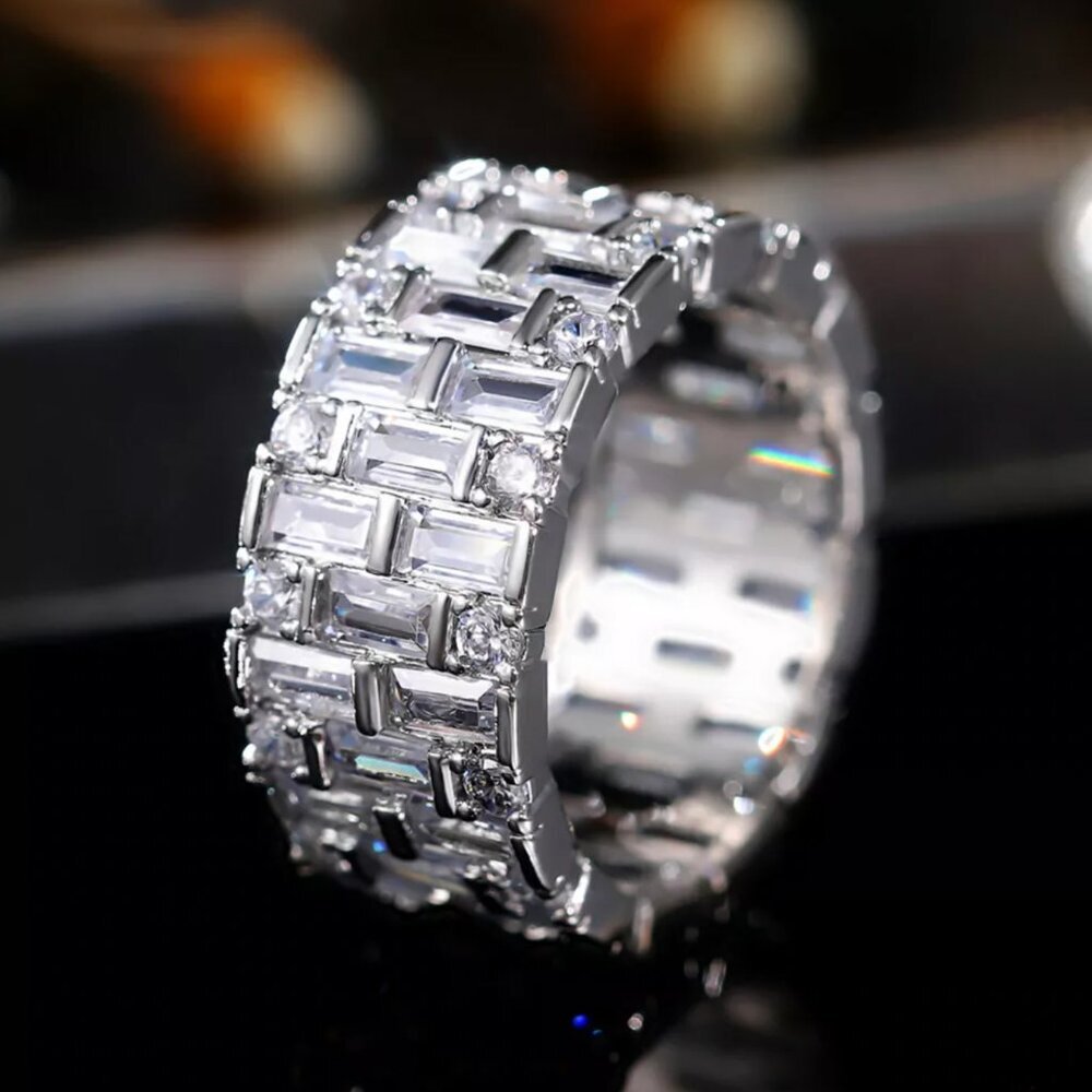 NEW 925 Sterling Silver Diamond Ring Band - Picture 4 of 6